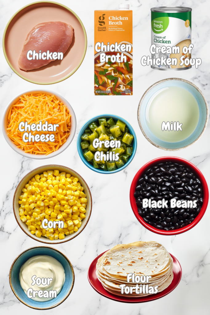 white chicken black bean enchilada ingredients